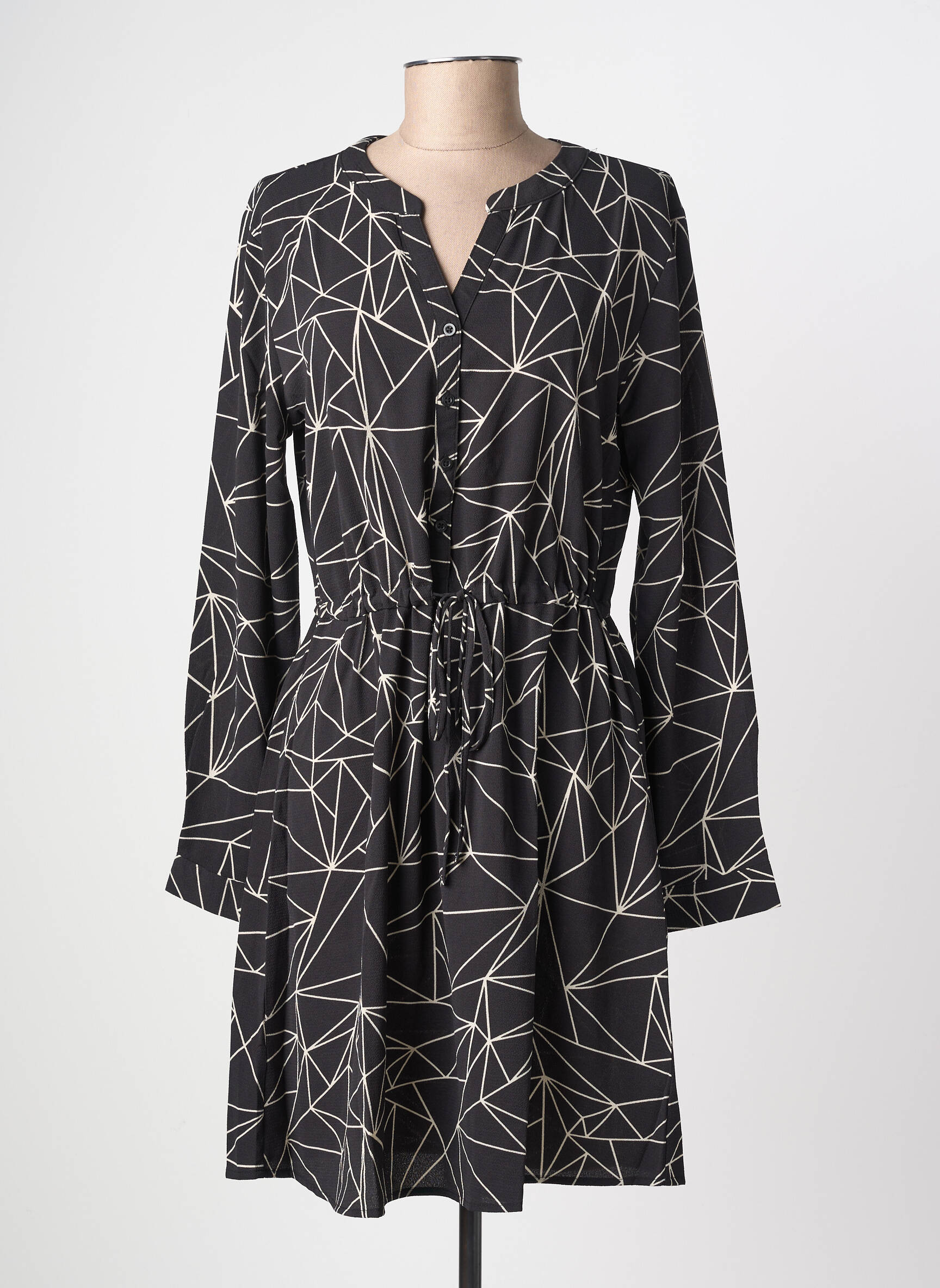 Rochie midi imprimeu fantezie mâneci lungi negru JDY femeie