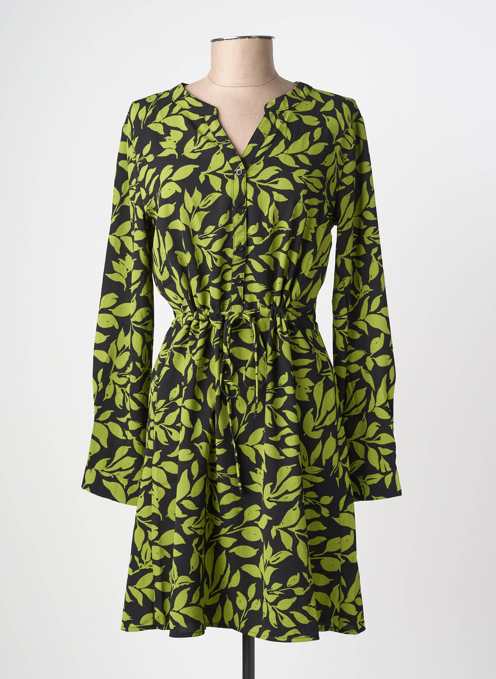 Rochie midi imprimeu fantezie mâneci lungi verde JDY femeie