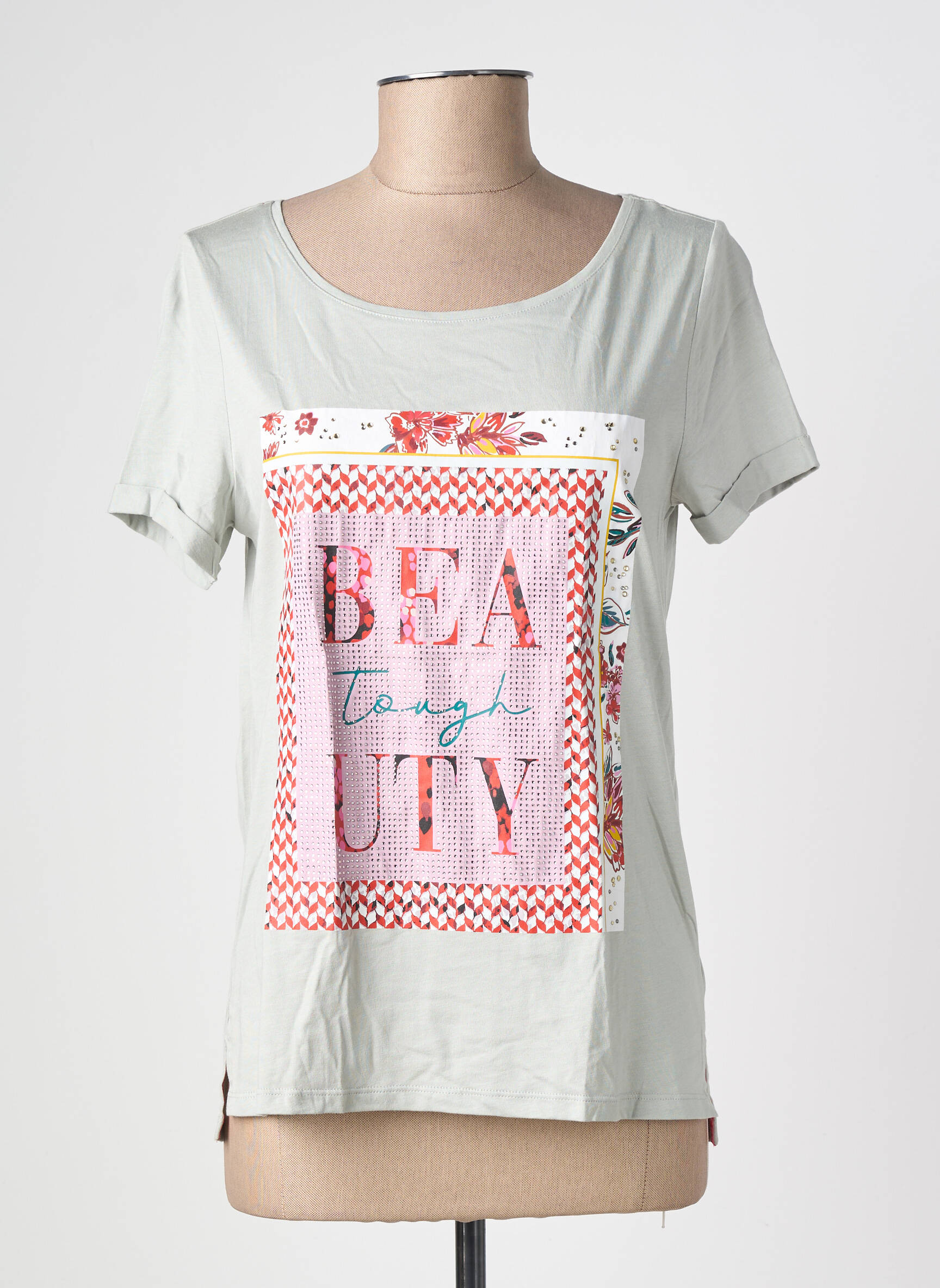 Tricou serigrafie flockată mâneci scurte gri STREET ONE femeie