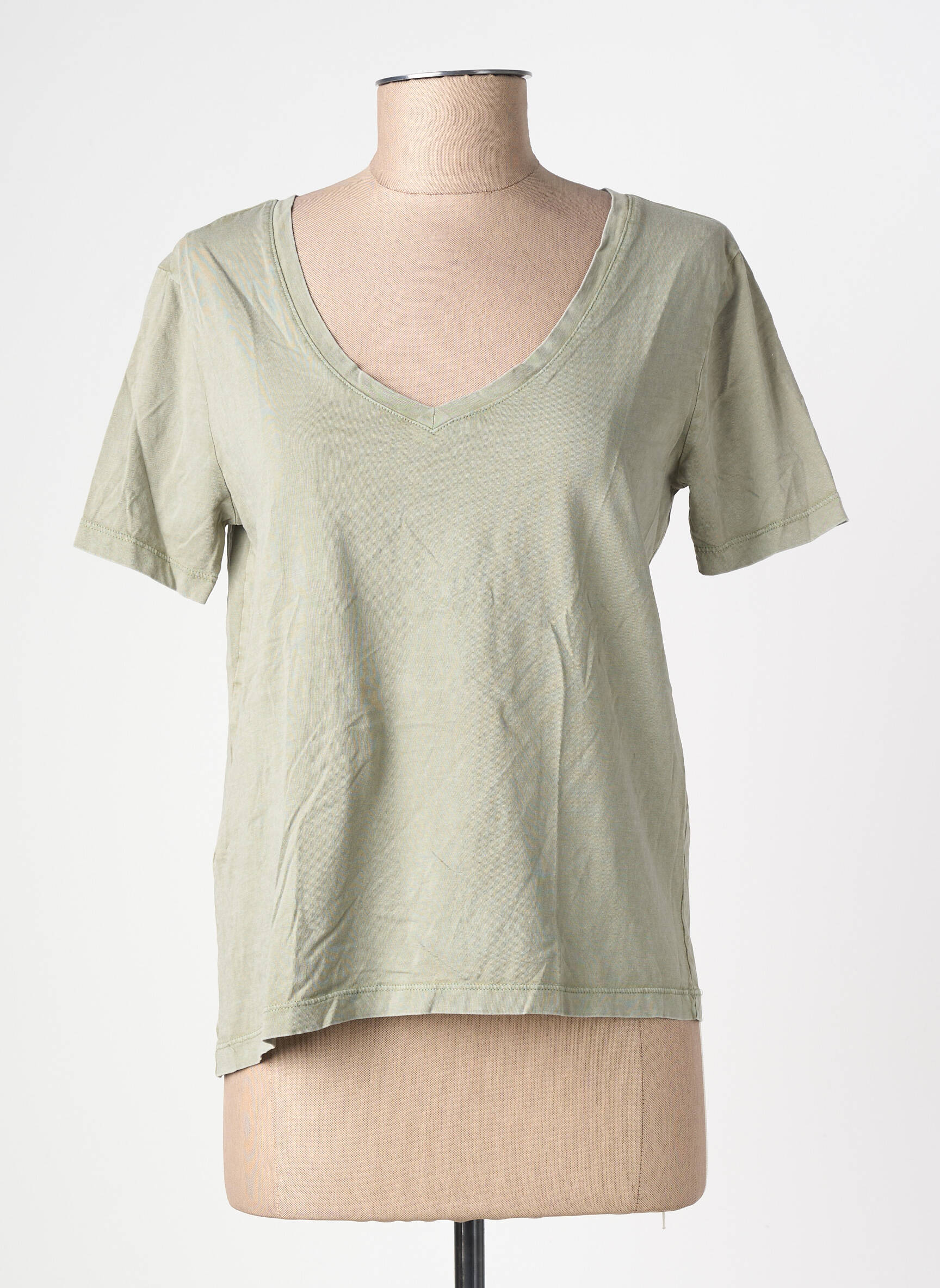 Tricou guler în v mâneci scurte verde deschis JDY femeie