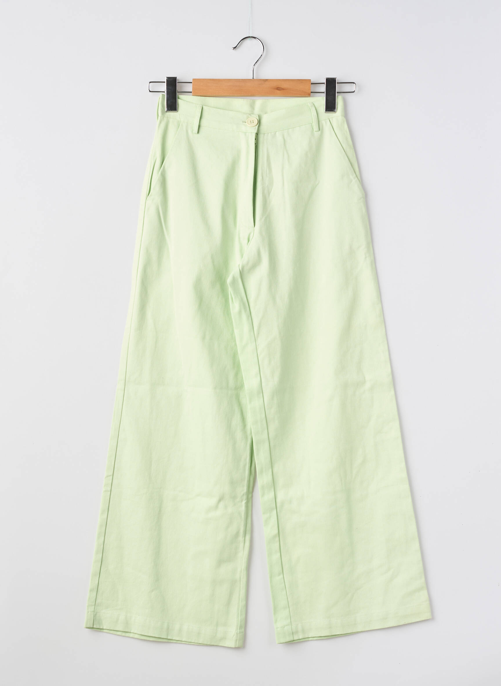 Pantalon larg închidere cu fermoar sub clapetă cu nasturi mărime normală verde COMPAÑIA FANTASTICA femeie