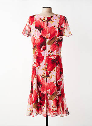 Rochie midi imprimeu floral mâneci scurte roșu GERVA femeie