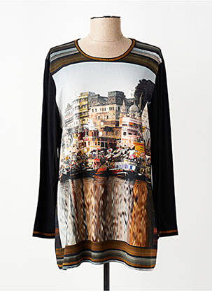 Tricou mâneci lungi mâneci lungi negru THEL ELEGANCE femeie