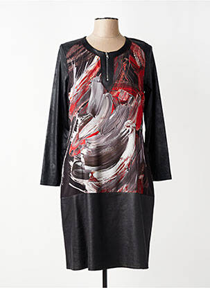 Rochie midi imprimeu fantezie mâneci lungi negru GUY DUBOUIS femeie