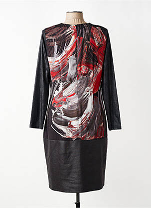 Rochie midi imprimeu fantezie mâneci lungi negru GUY DUBOUIS femeie