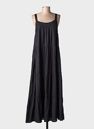 Rochie lungă țesătură poplin fără mâneci negru CREAM femeie