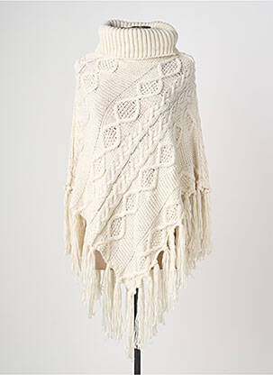 Poncho guler rulat bej CREAM femeie