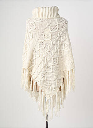 Poncho guler rulat bej CREAM femeie