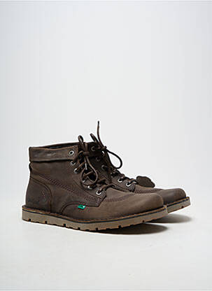 Botine/ghete material neted vârf rotund maro KICKERS bărbat