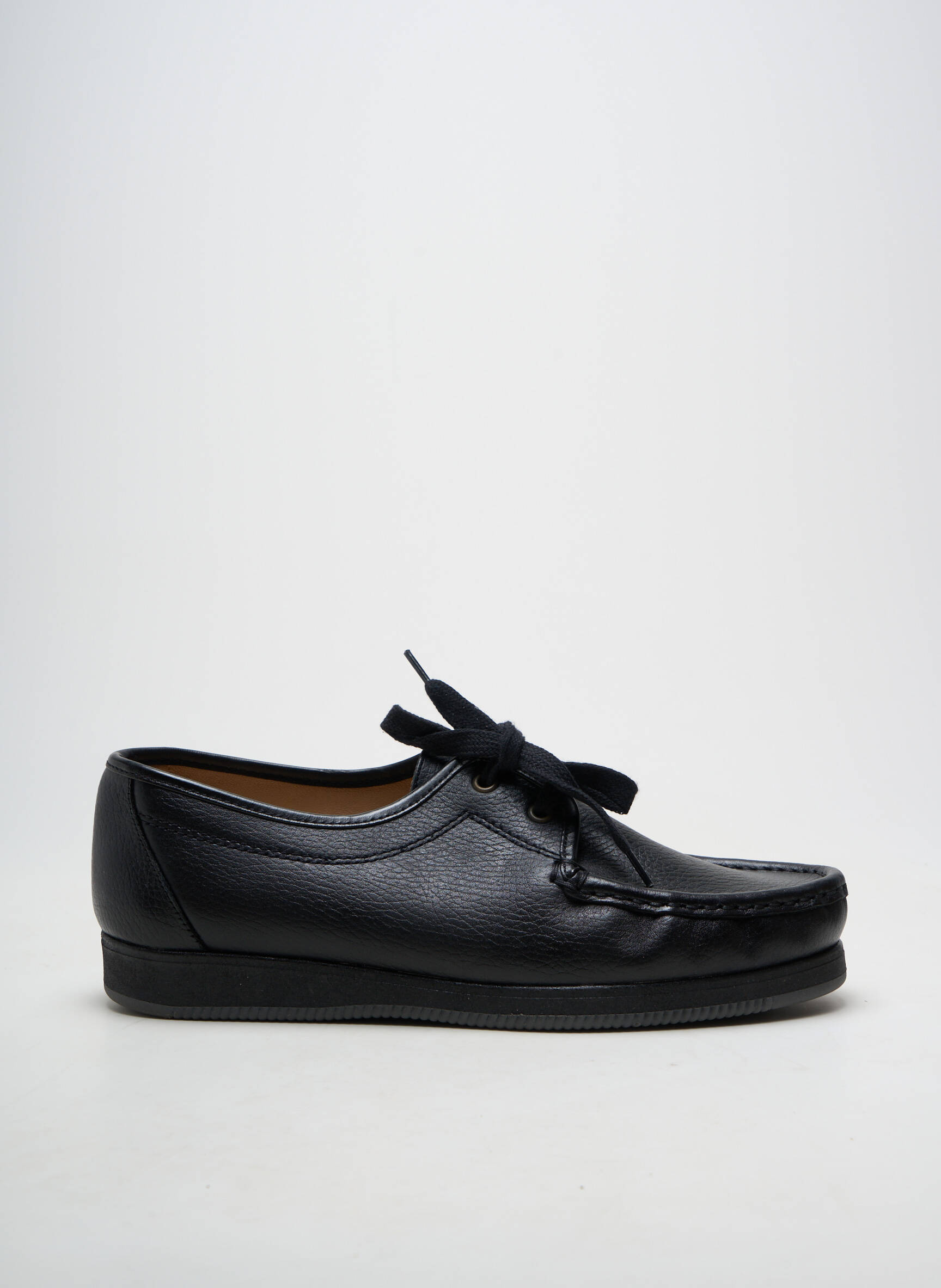 Pantofi de barcă material neted vârf rotund negru LUXAT bărbat