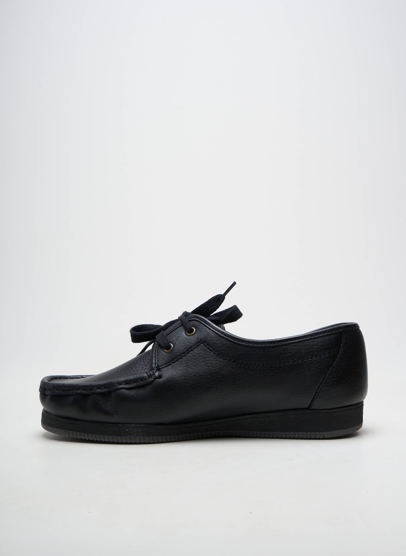 Pantofi de barcă material neted vârf rotund negru LUXAT bărbat