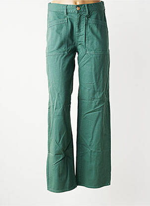Pantalon drept închidere cu fermoar sub clapetă cu nasturi verde HAPPY femeie