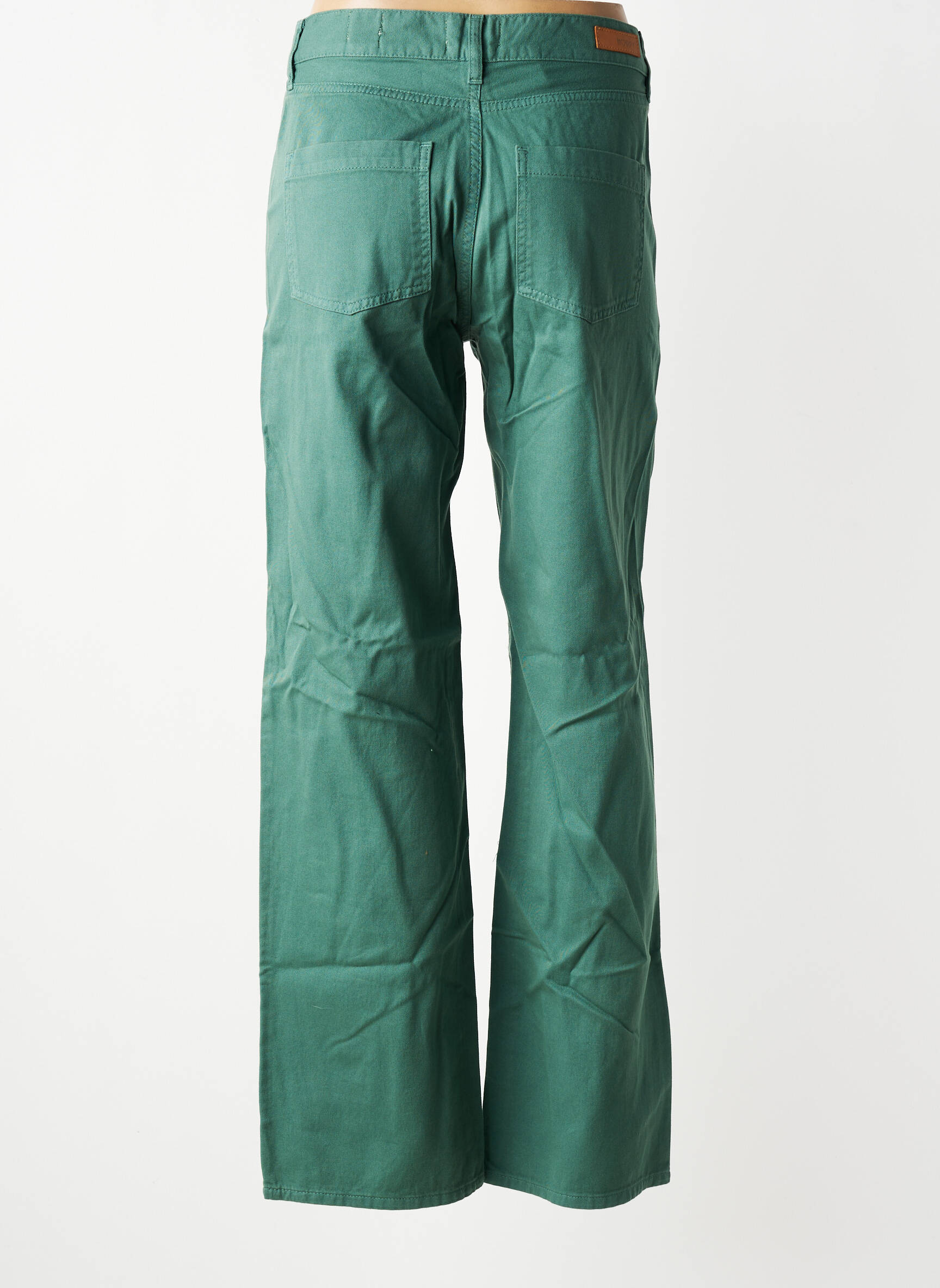 Pantalon drept închidere cu fermoar sub clapetă cu nasturi verde HAPPY femeie