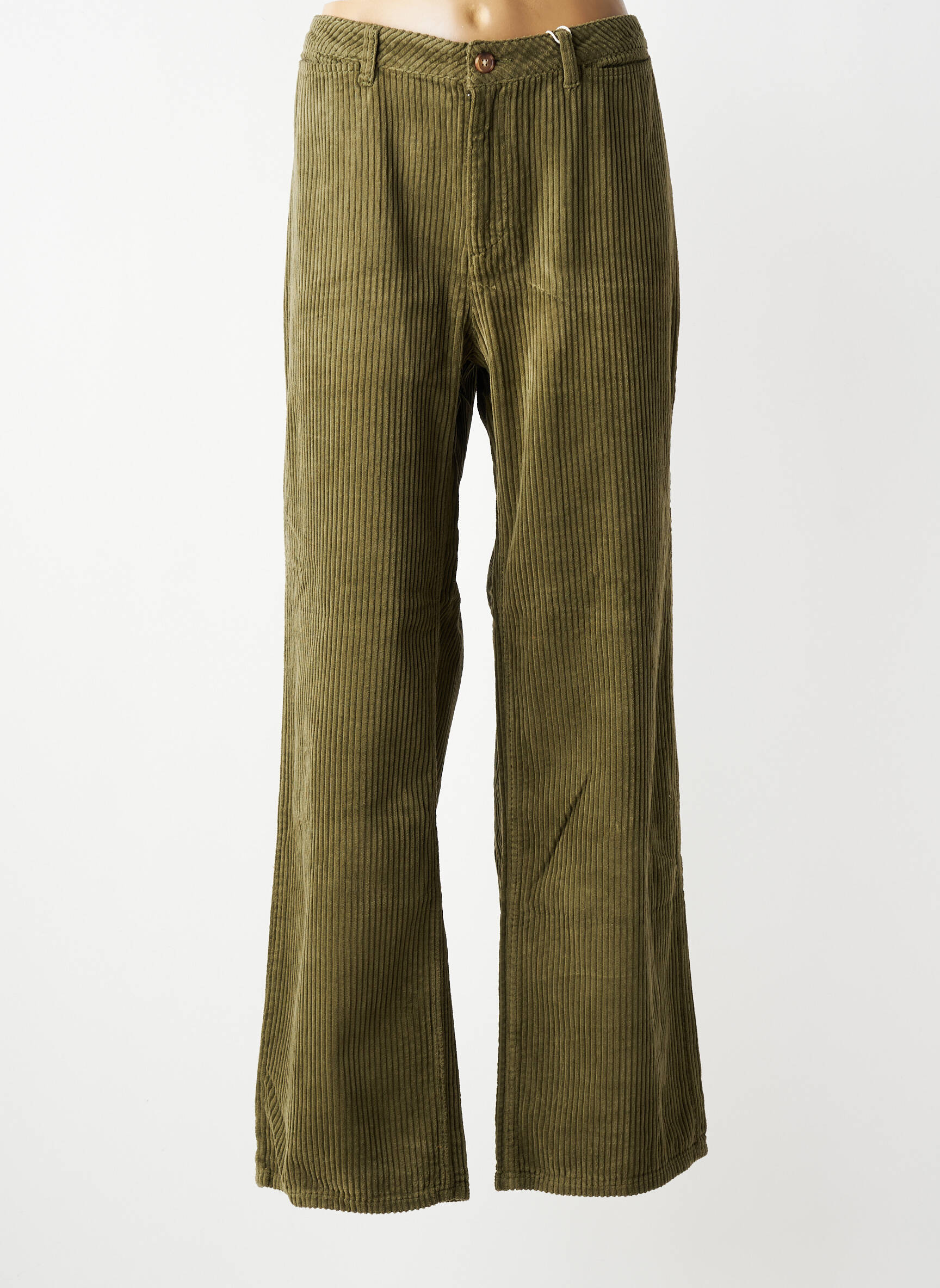 Pantalon larg închidere cu fermoar sub clapetă cu nasturi mărime normală verde LABDIP femeie