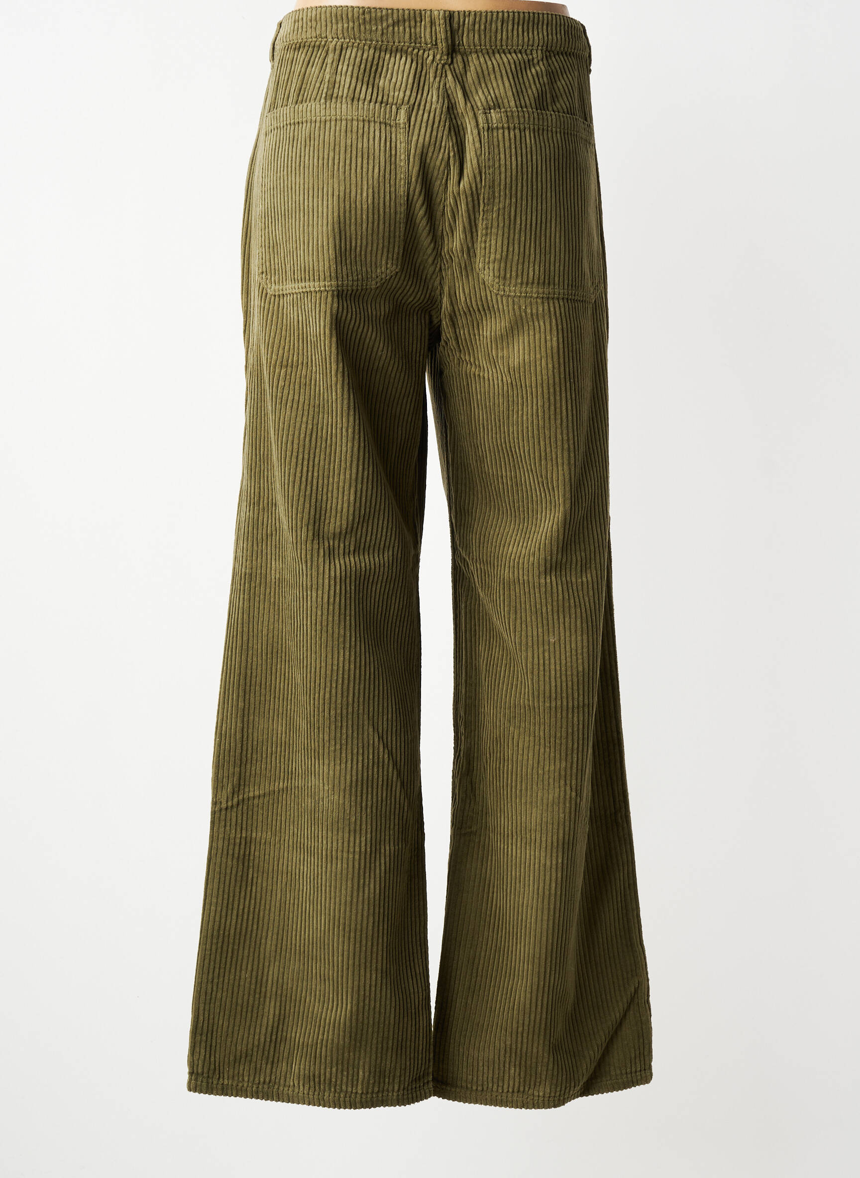 Pantalon larg închidere cu fermoar sub clapetă cu nasturi mărime normală verde LABDIP femeie