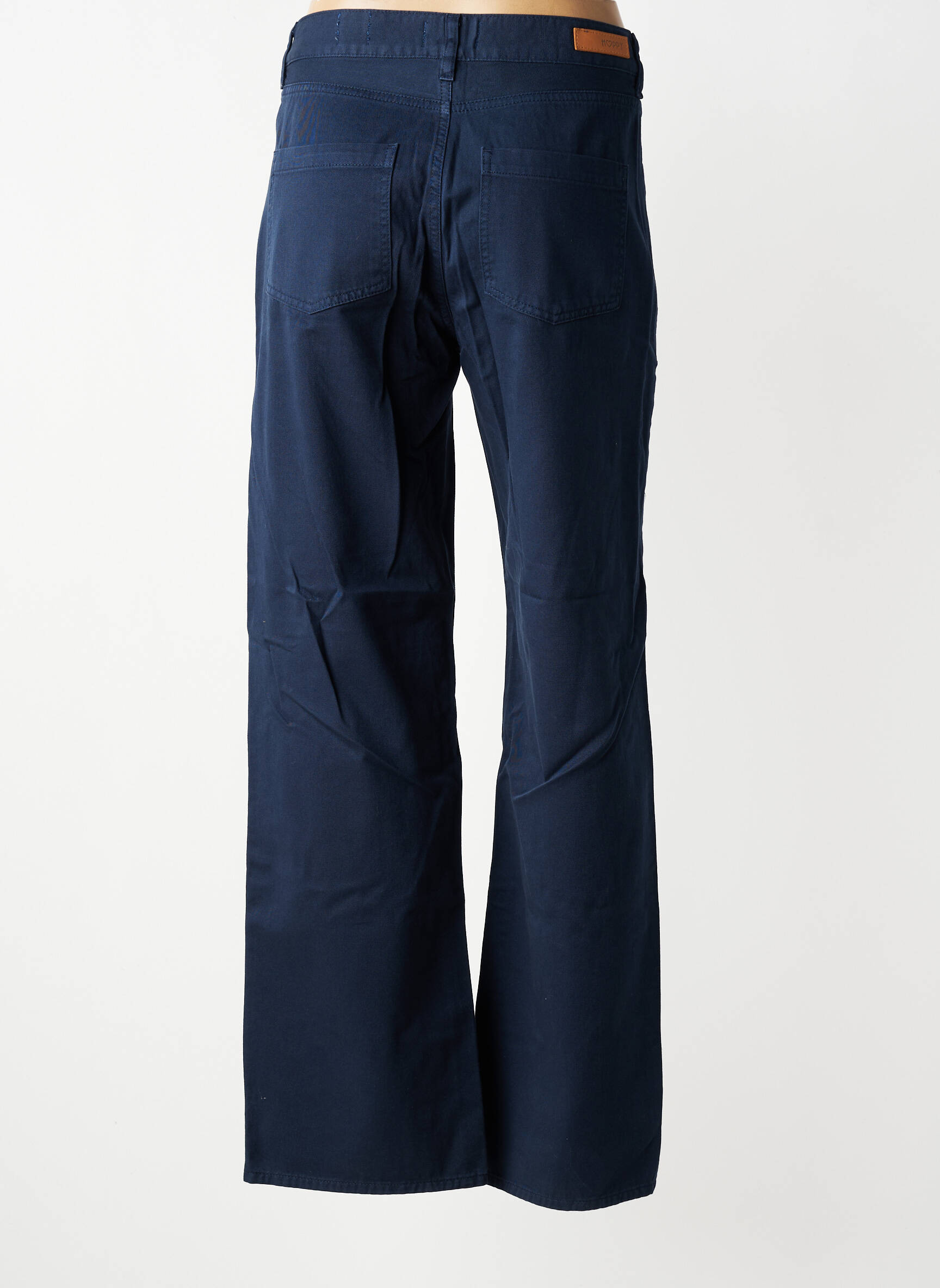 Pantalon drept închidere cu fermoar sub clapetă cu nasturi albastru HAPPY femeie