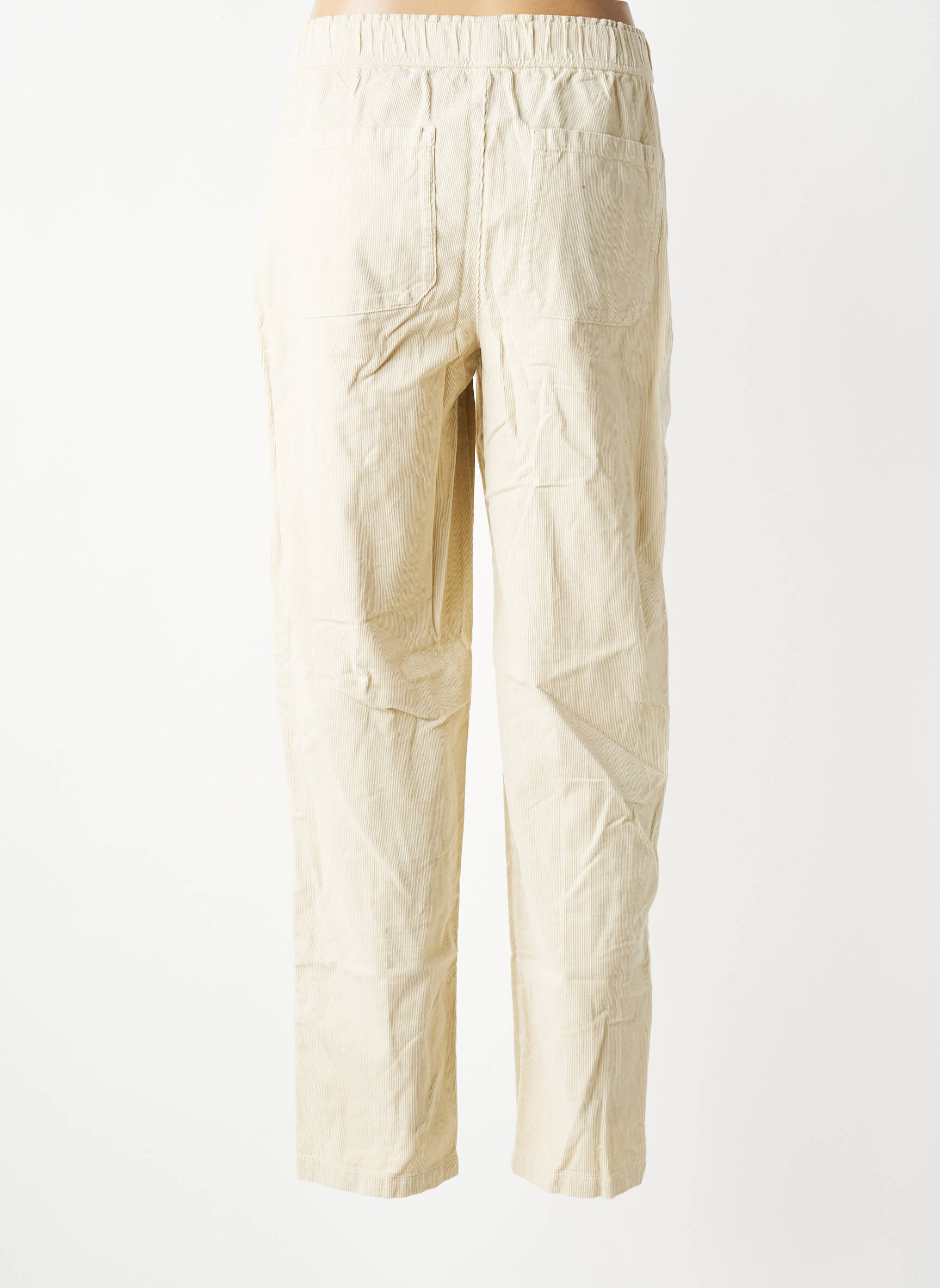 Pantalon drept talie elastică mărime normală bej LABDIP femeie
