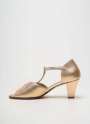 Sandale/pantofi decupați material neted toc de 7 la 9 cm auriu LITTLE ...LA SUITE femeie