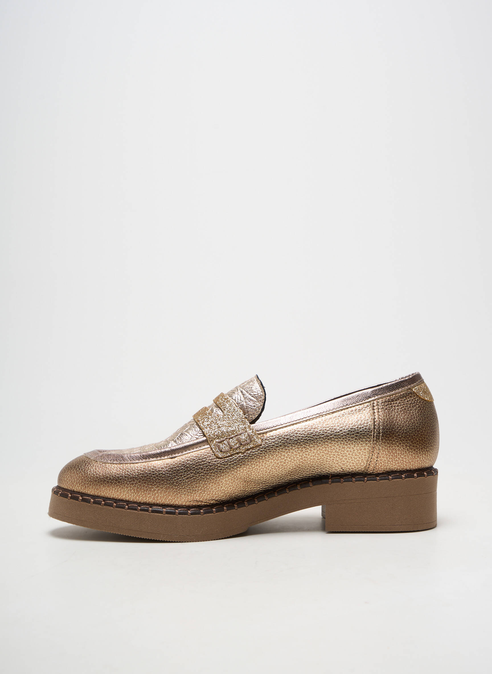 Mocasini material neted toc de 4 la 6 cm maro MKD femeie