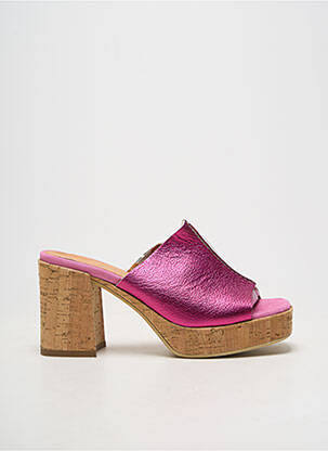 Mulete/saboți material neted toc de 7 la 9 cm roz închis MINKA DESIGN femeie
