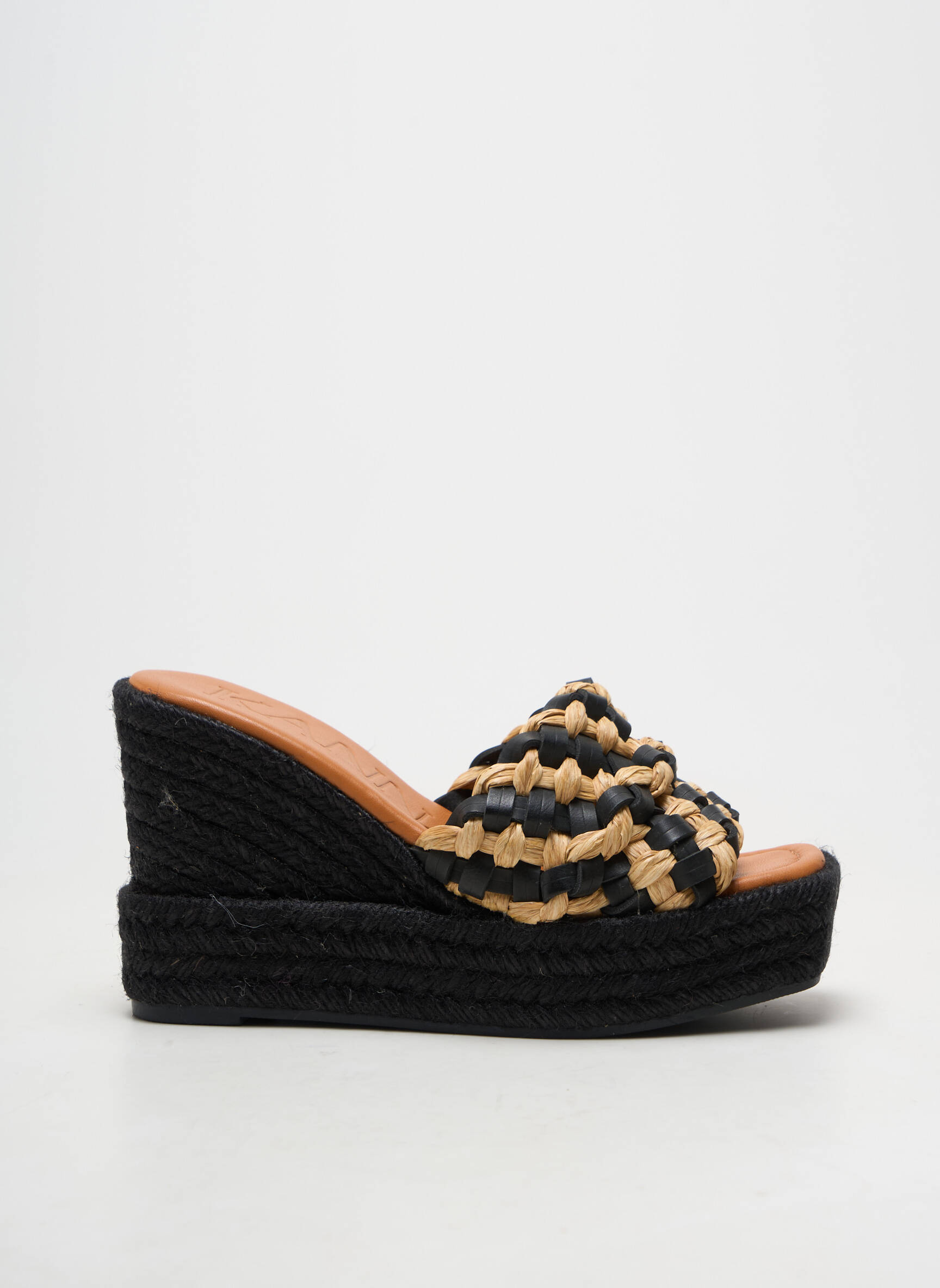Espadrile vârf deschis toc de 7 la 9 cm negru KANNA femeie