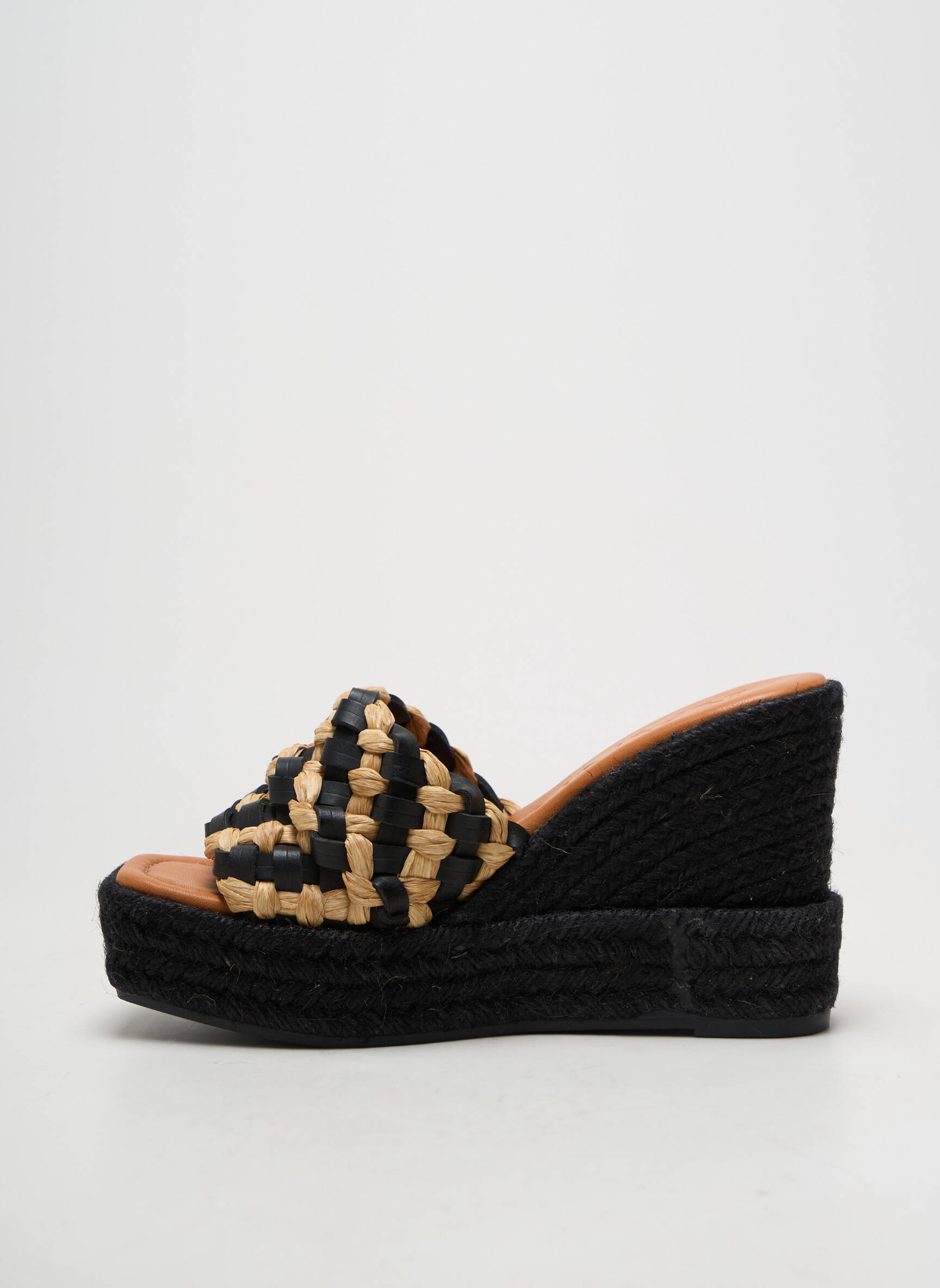 Espadrile vârf deschis toc de 7 la 9 cm negru KANNA femeie