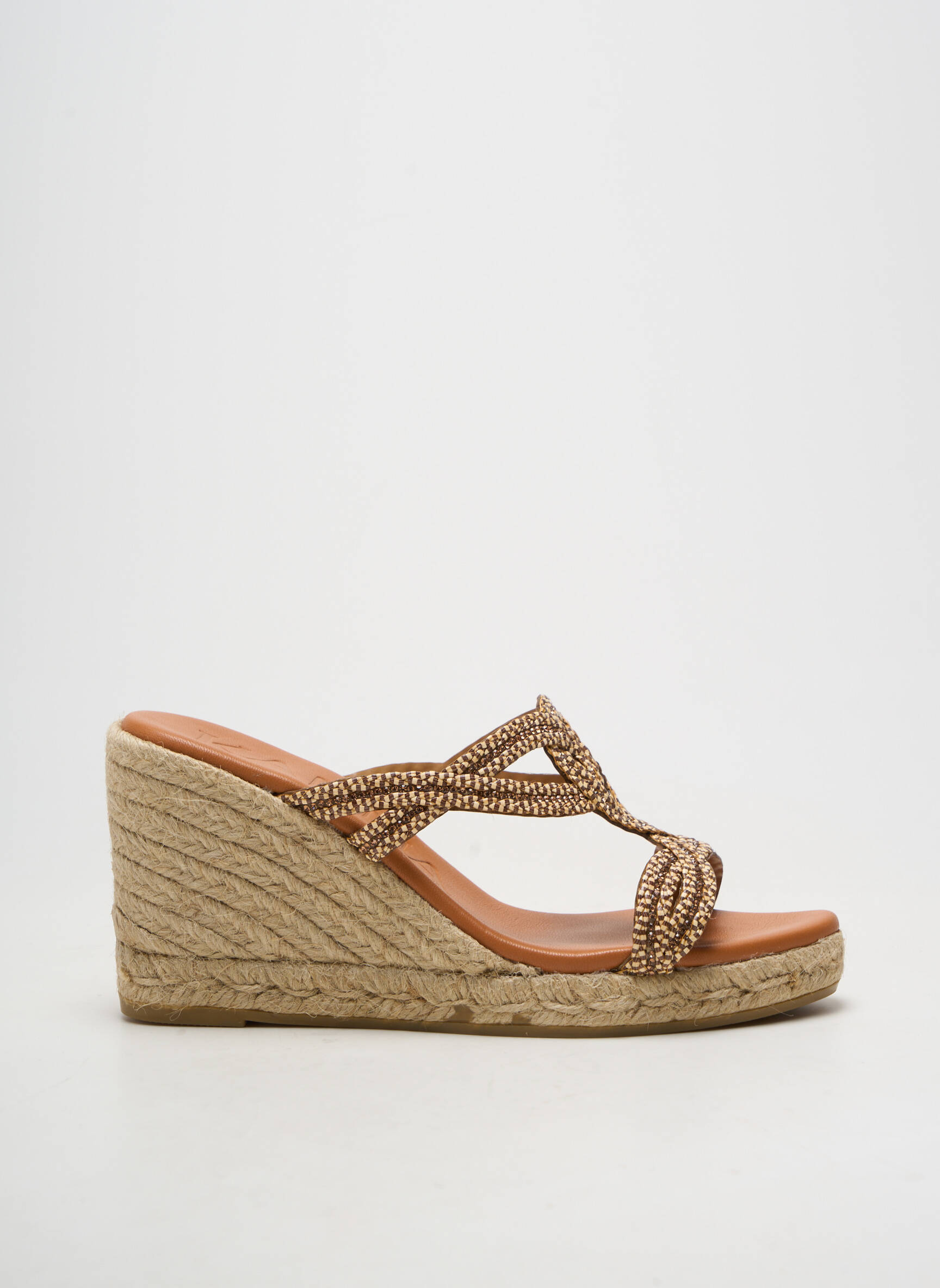 Espadrile vârf deschis toc de 7 la 9 cm maro KANNA femeie