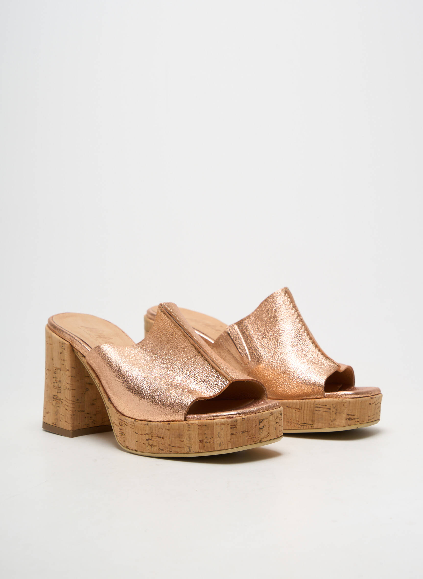 Mulete/saboți material neted toc de 7 la 9 cm roz MINKA DESIGN femeie