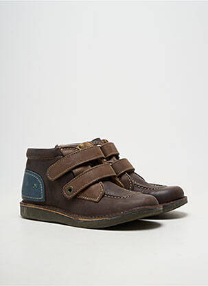 Botine/ghete material neted vârf rotund maro KICKERS copil