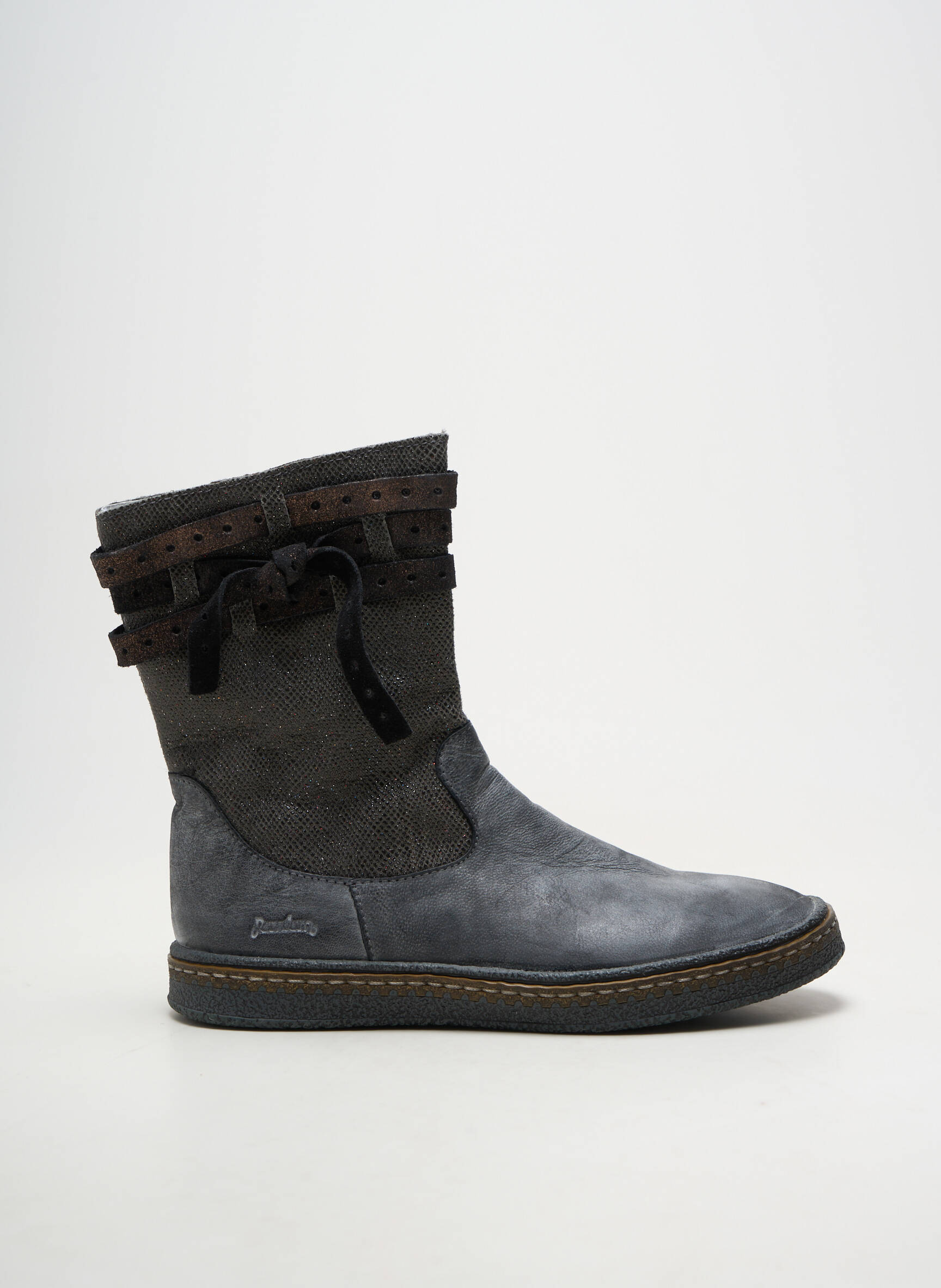 Botine/ghete material neted vârf rotund gri RAMDAM fată