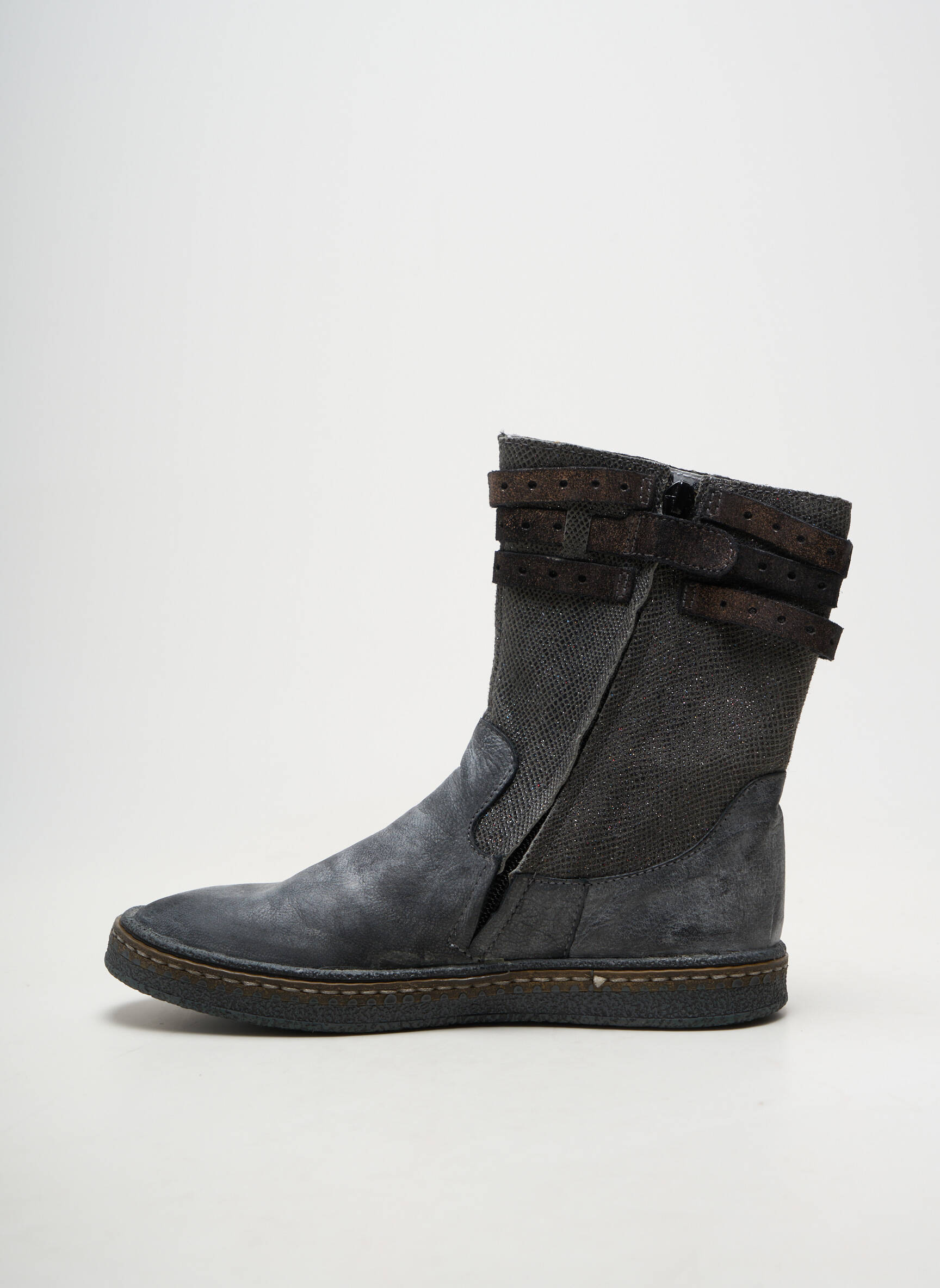 Botine/ghete material neted vârf rotund gri RAMDAM fată