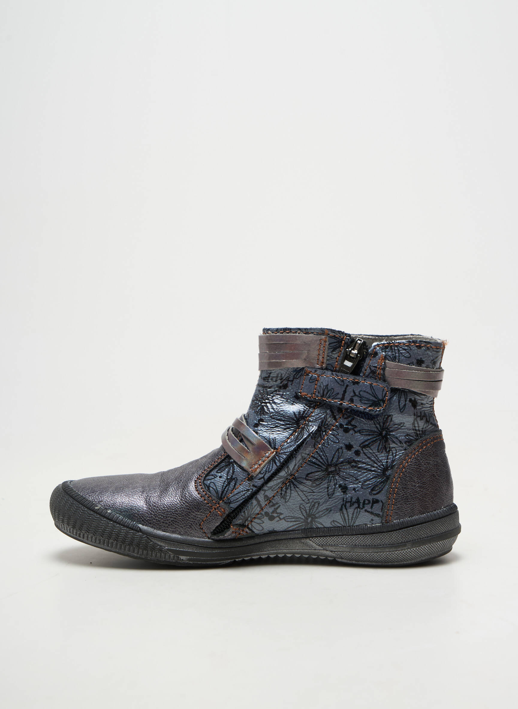 Botine/ghete material neted vârf rotund albastru GBB fată