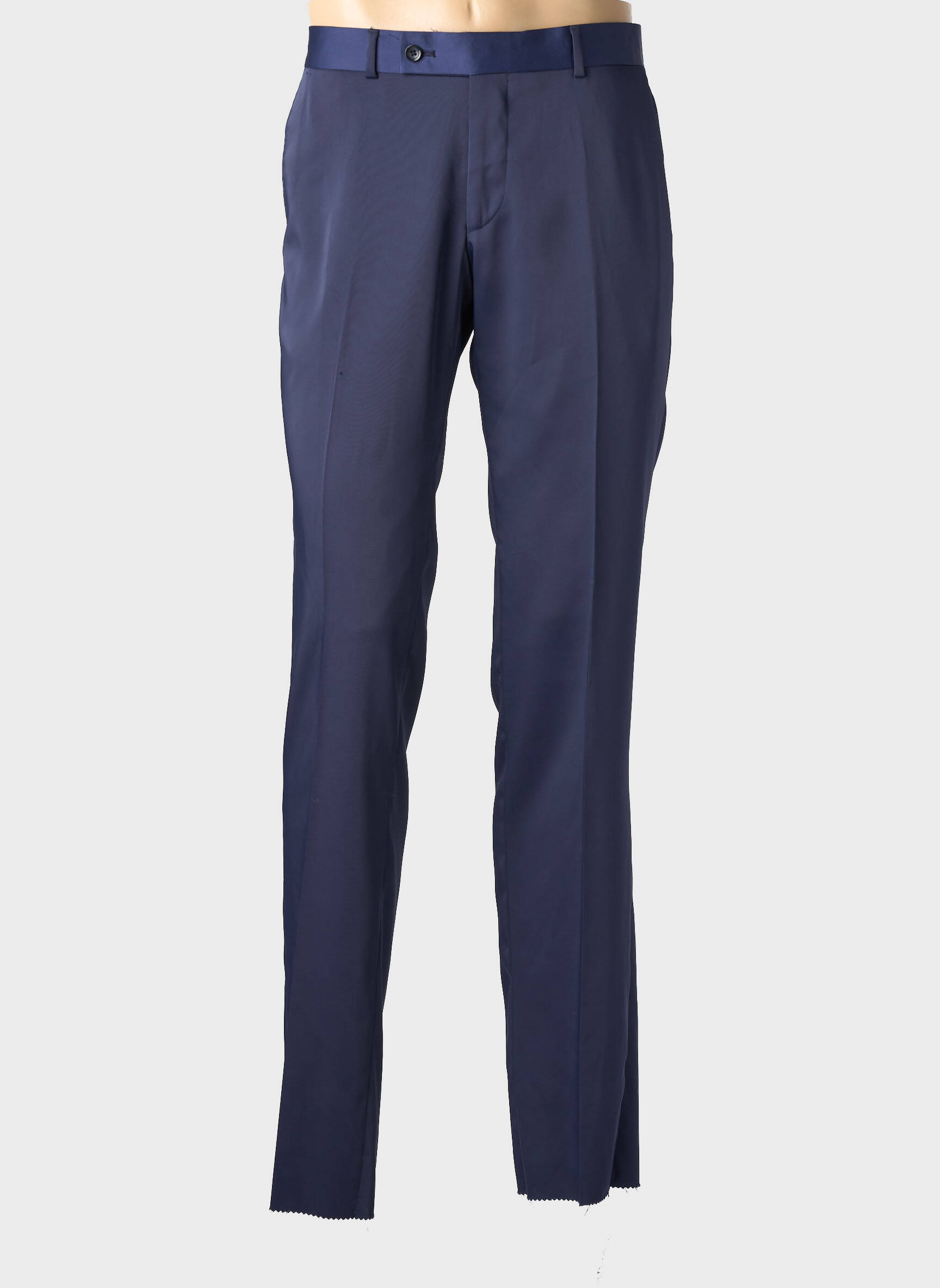 Pantalon slim țesătură poplin mărime normală albastru PRESTIJE bărbat