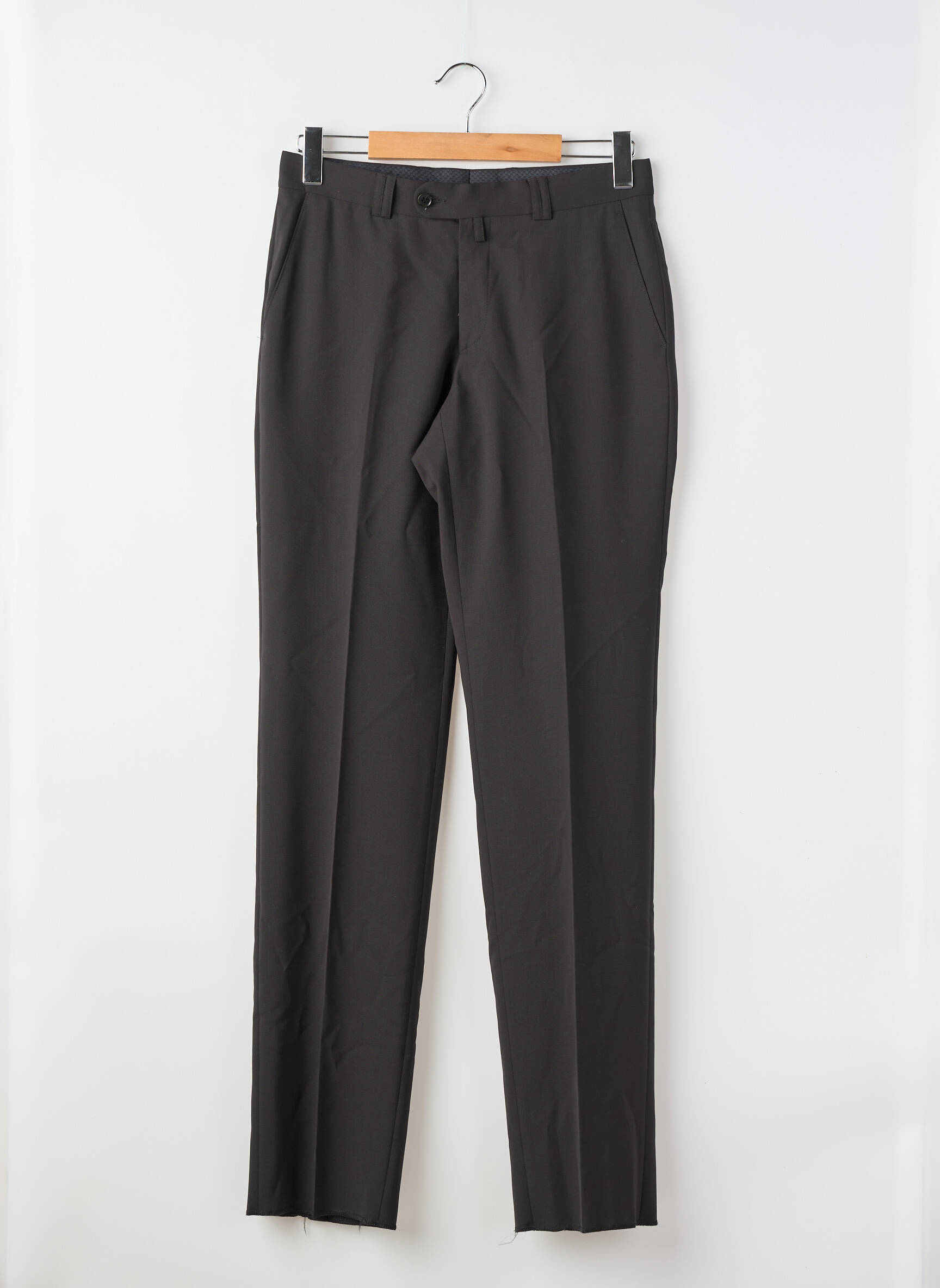 Pantalon drept talie cu cleme mărime normală negru BRUNO SAINT HILAIRE bărbat