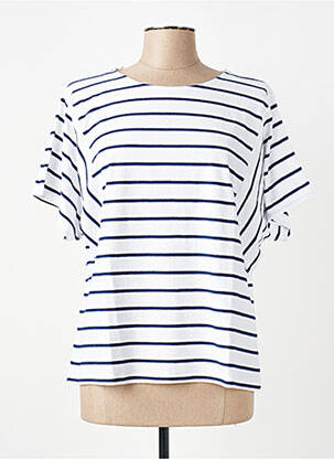 Tricou croială dreaptă mâneci scurte albastru ELLE EST OU LA MER femeie