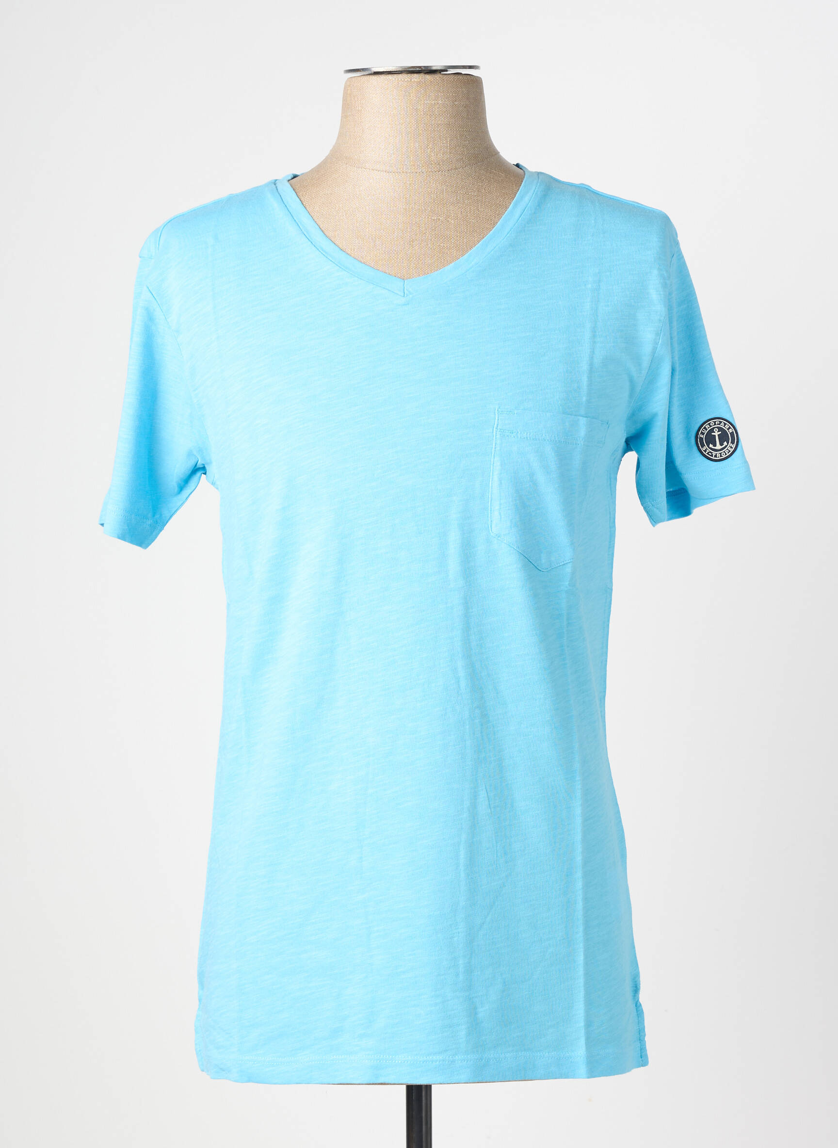 Tricou croială cambrată mâneci scurte albastru deschis EUROPANN bărbat