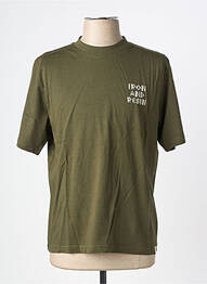 Tricou croială cambrată mâneci scurte verde IRON AND RESIN bărbat