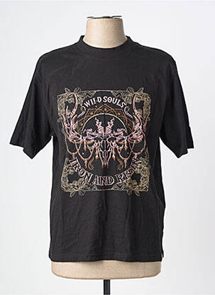 Tricou croială cambrată mâneci scurte negru IRON AND RESIN bărbat