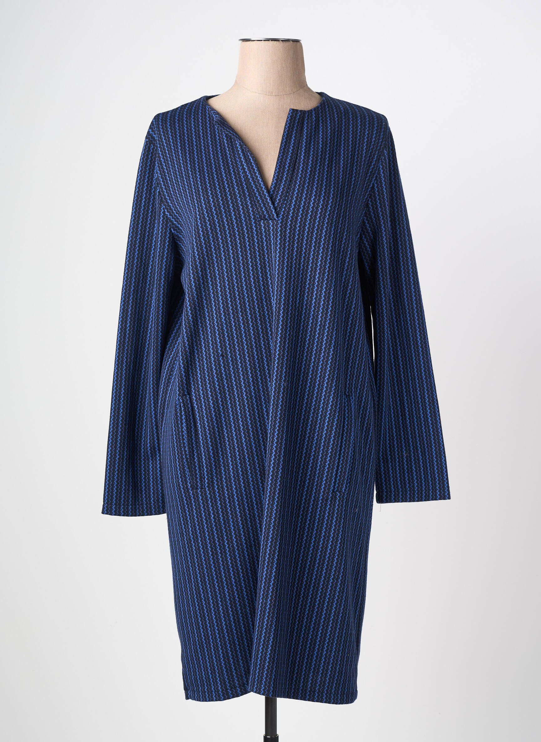 Rochie midi imprimeu fantezie mâneci lungi albastru LA FEE MARABOUTEE femeie