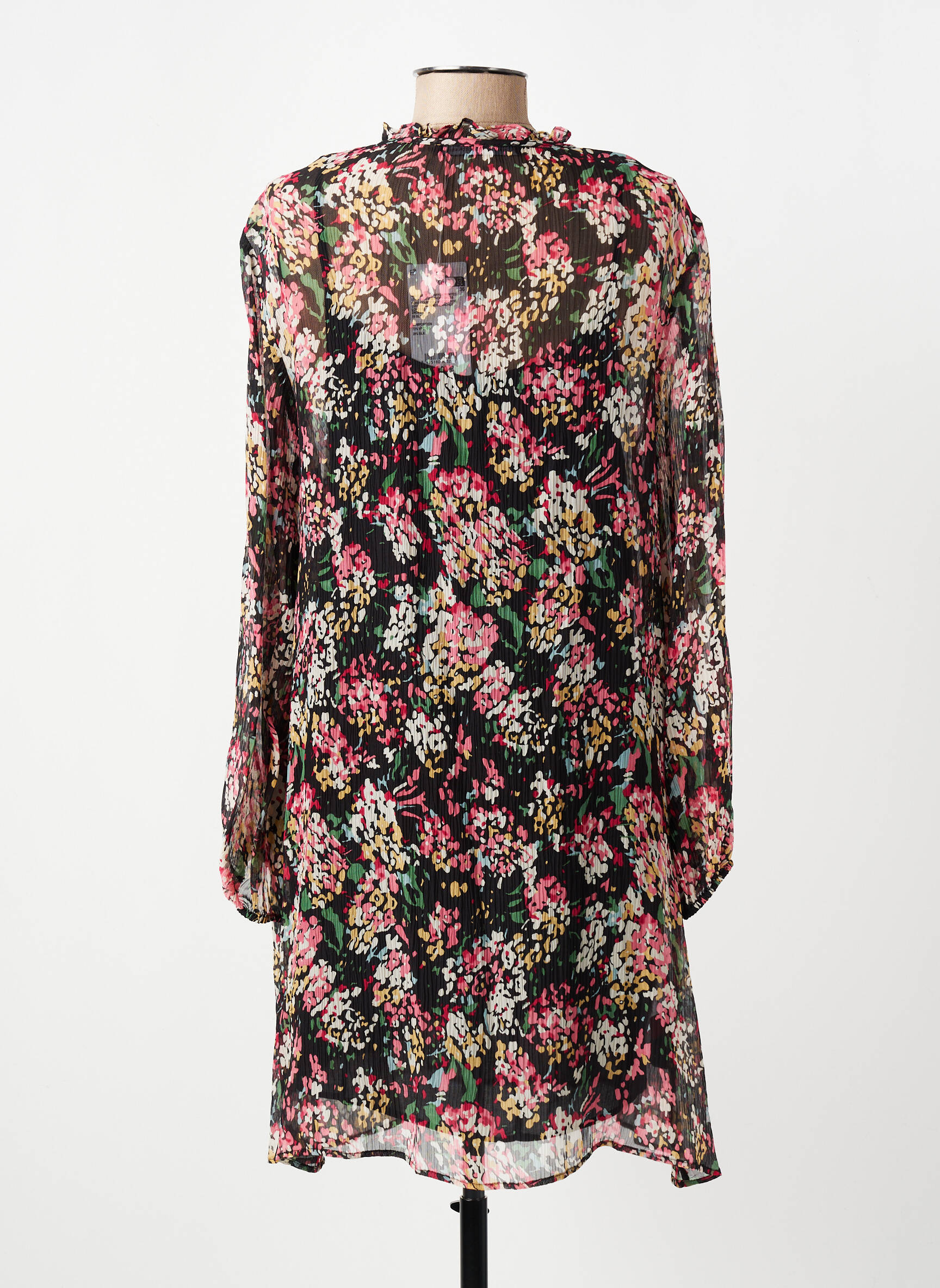 Rochie scurtă croială fluidă mâneci lungi negru COMPTOIR DES COTONNIERS femeie