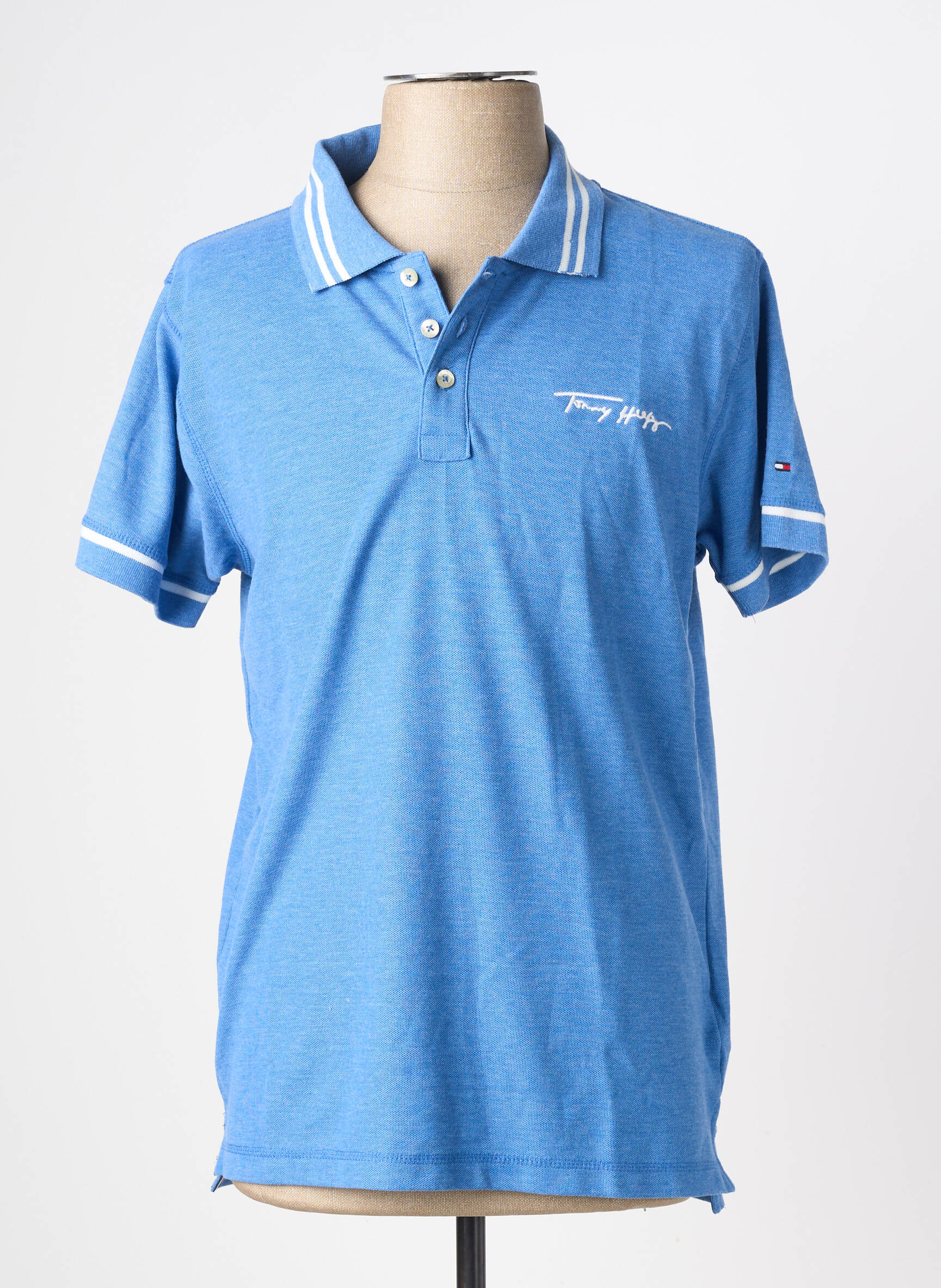 Polo țesătură melanj mâneci scurte albastru TOMMY HILFIGER bărbat