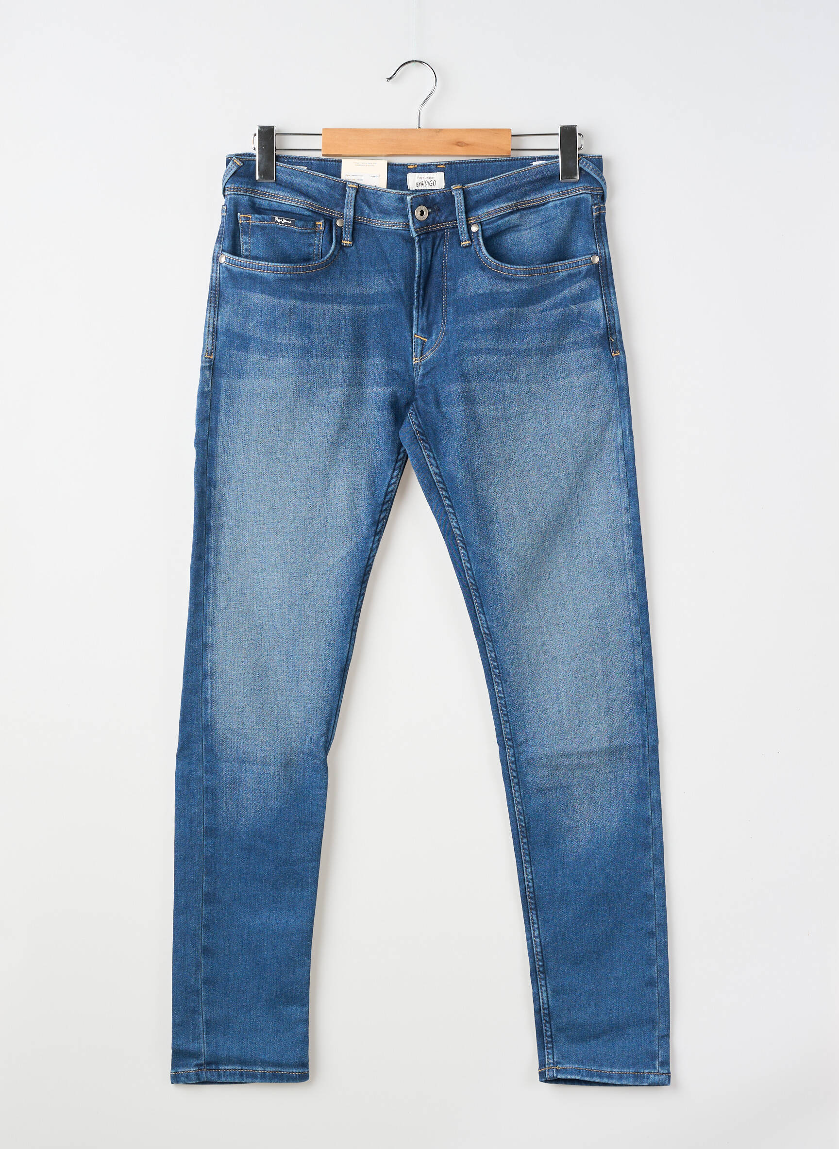 Blugi cu croială slim țesătură brută mărime normală albastru PEPE JEANS bărbat