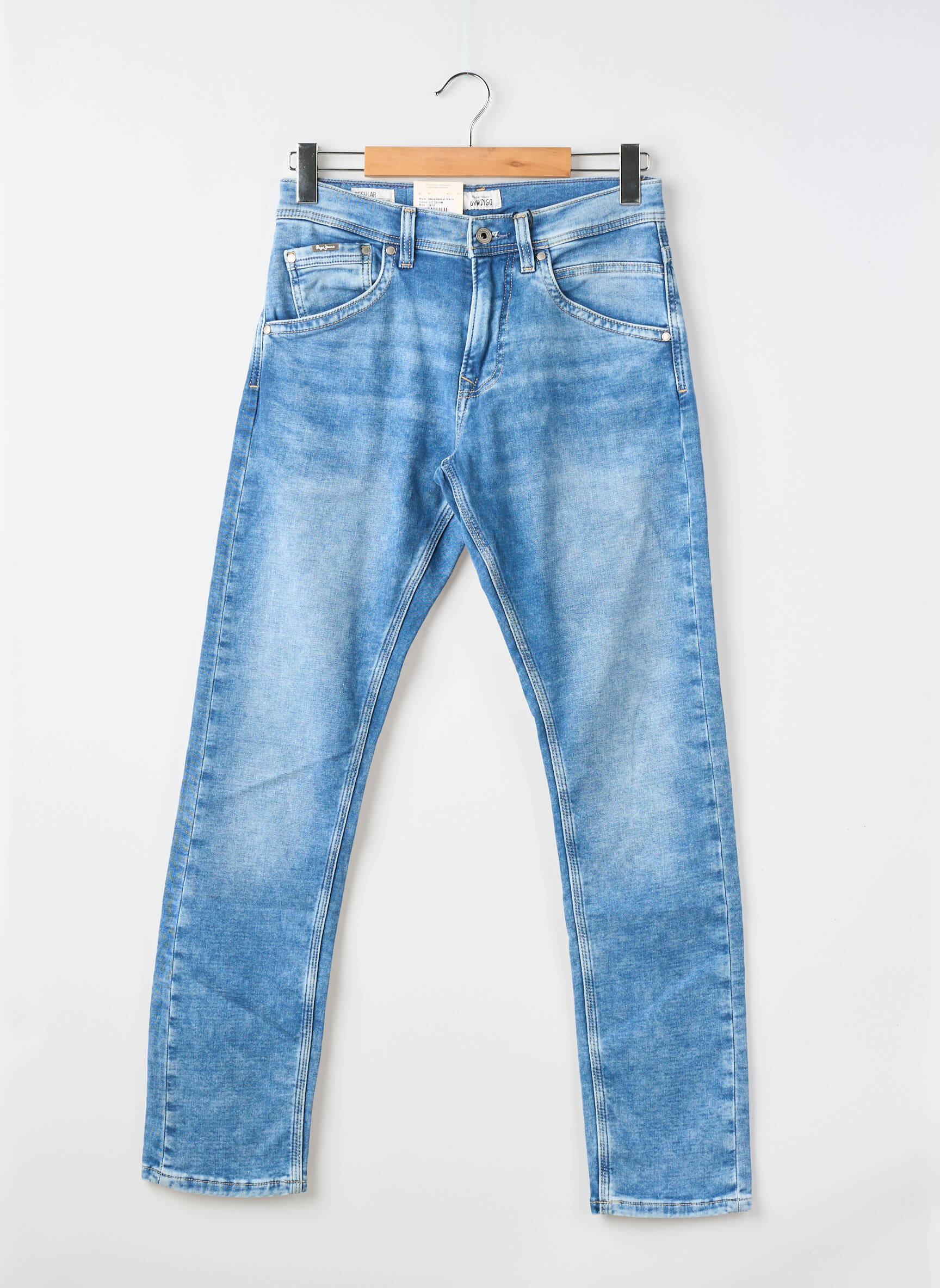 Blugi cu croială slim țesătură brută mărime normală albastru PEPE JEANS bărbat