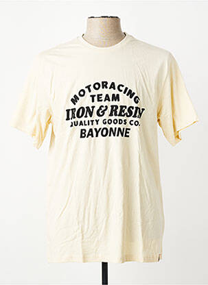 Tricou croială dreaptă mâneci scurte bej IRON AND RESIN bărbat