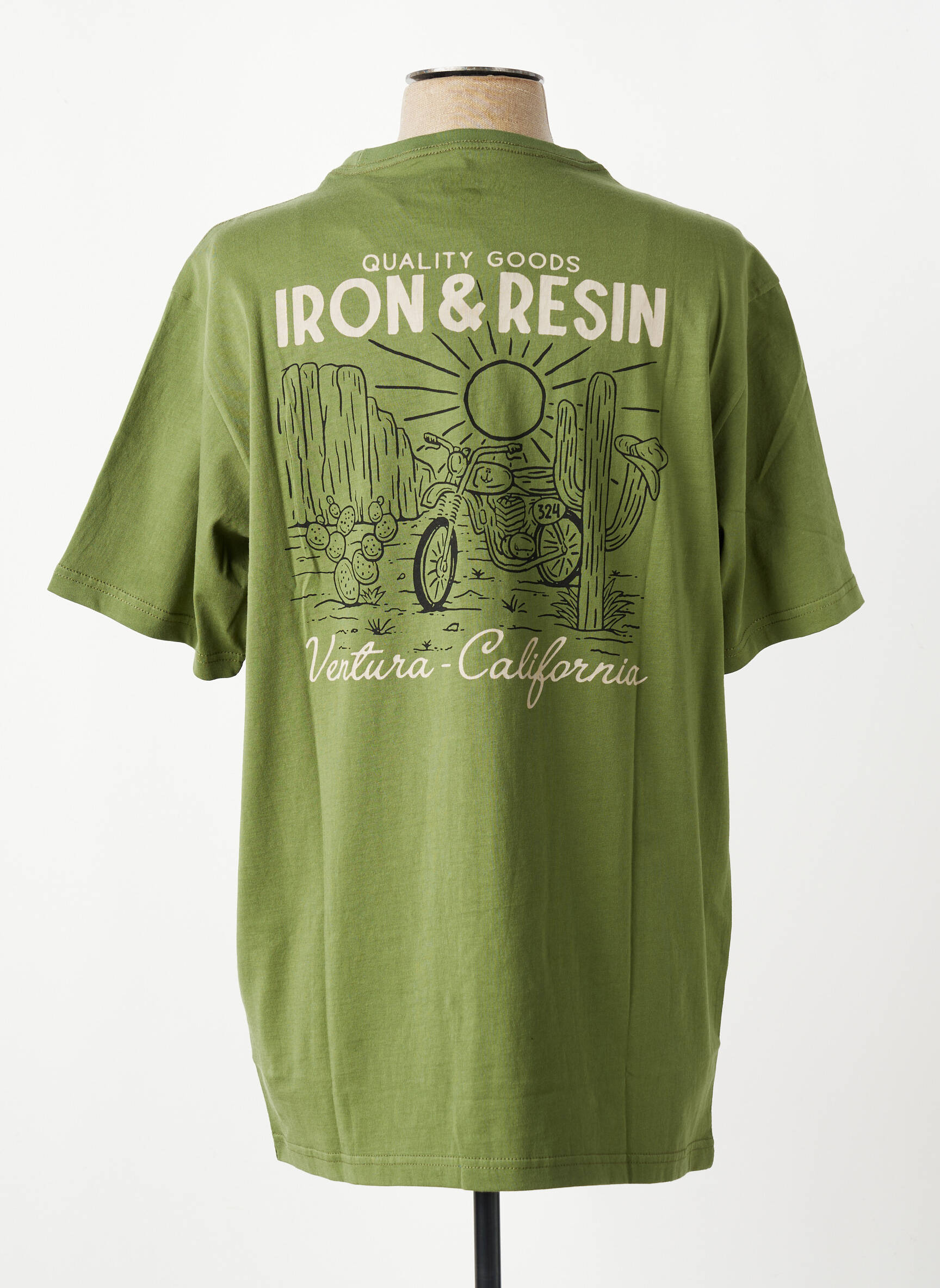 Tricou croială cambrată mâneci scurte verde IRON AND RESIN bărbat
