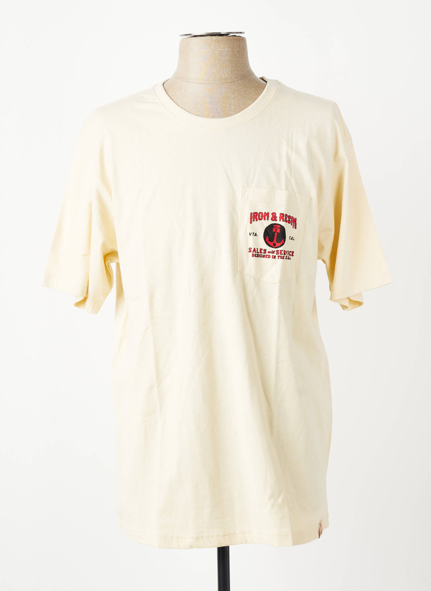 Tricou croială cambrată mâneci scurte bej IRON AND RESIN bărbat