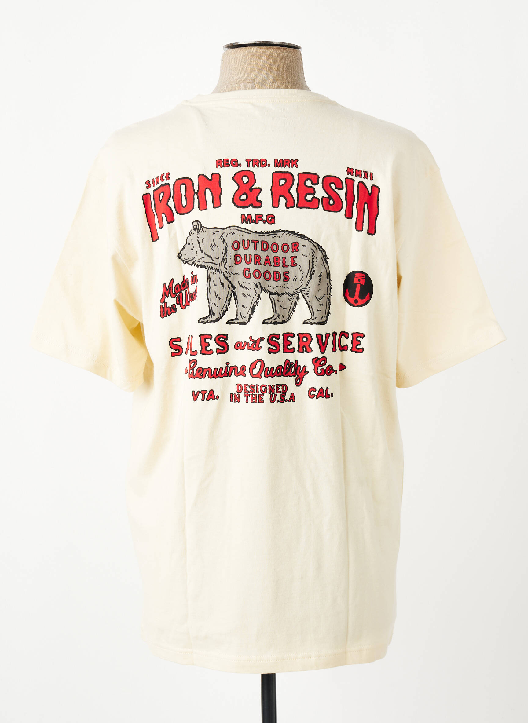 Tricou croială cambrată mâneci scurte bej IRON AND RESIN bărbat