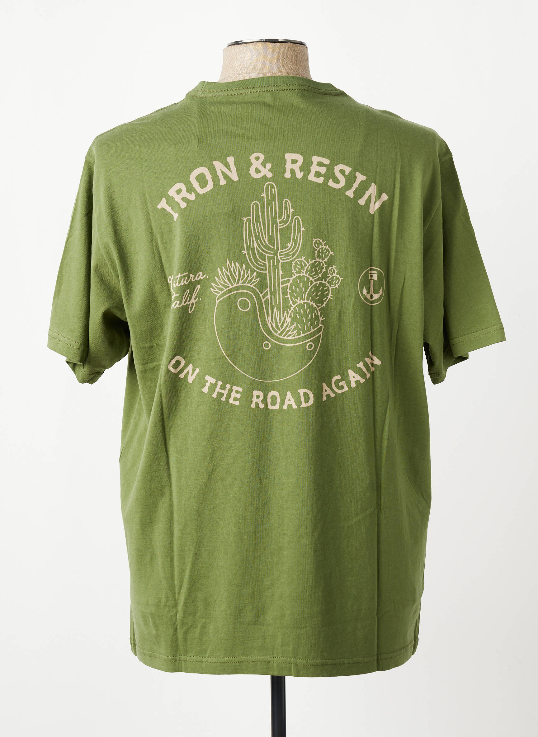 Tricou croială cambrată mâneci scurte verde IRON AND RESIN bărbat