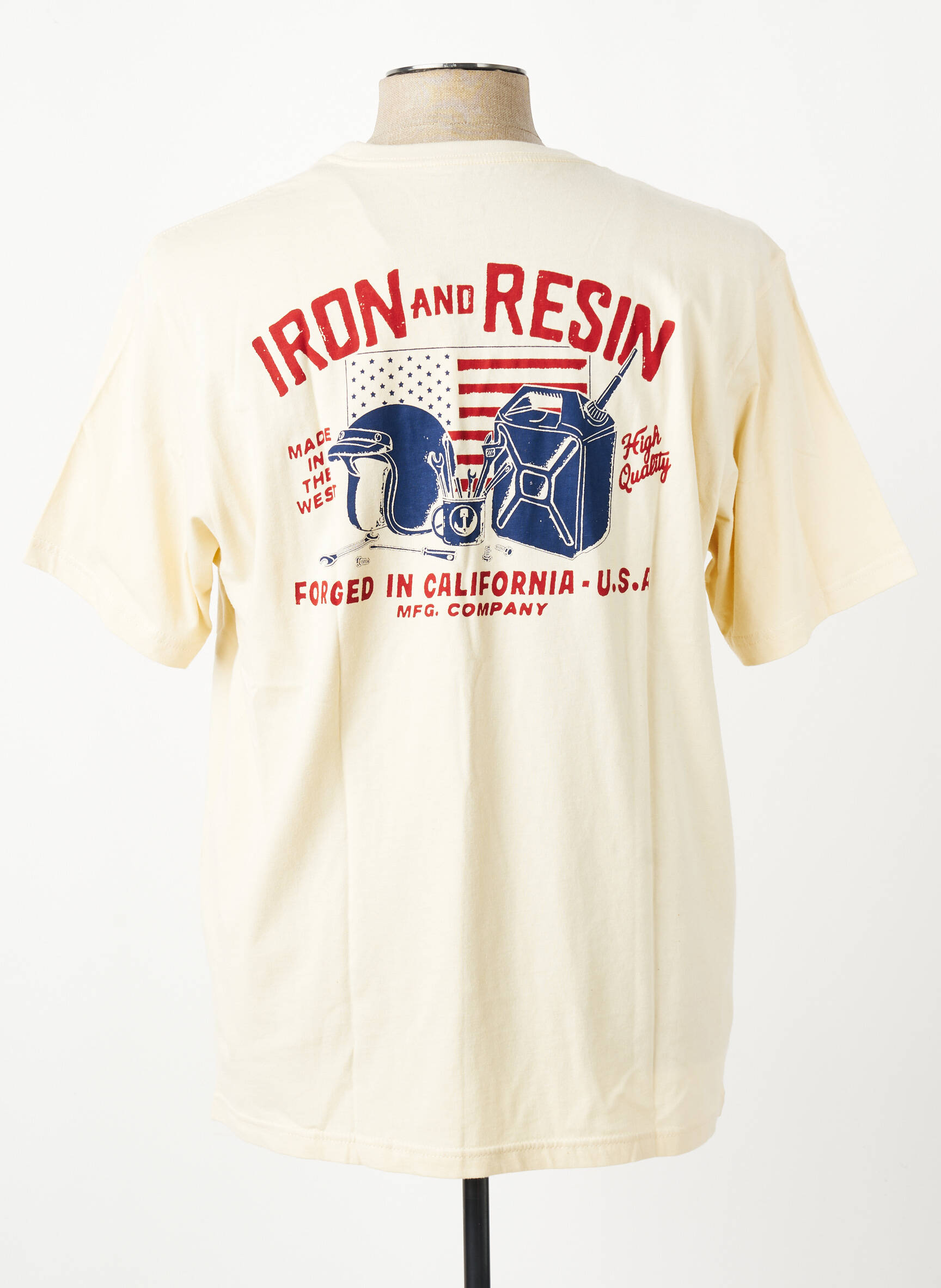 Tricou croială cambrată mâneci scurte bej IRON AND RESIN bărbat