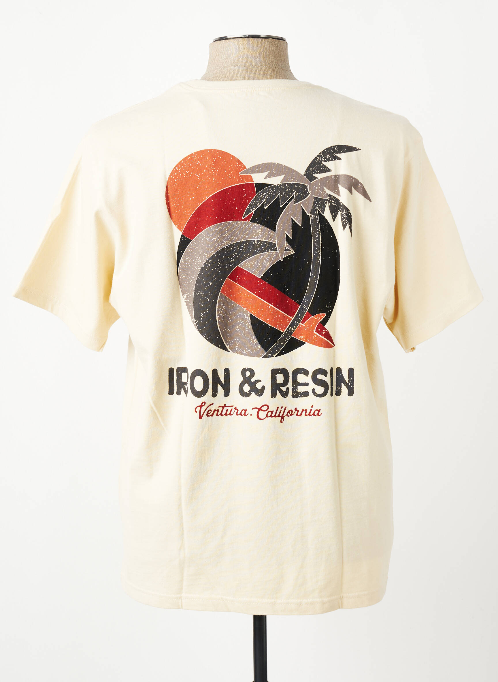 Tricou croială cambrată mâneci scurte bej IRON AND RESIN bărbat